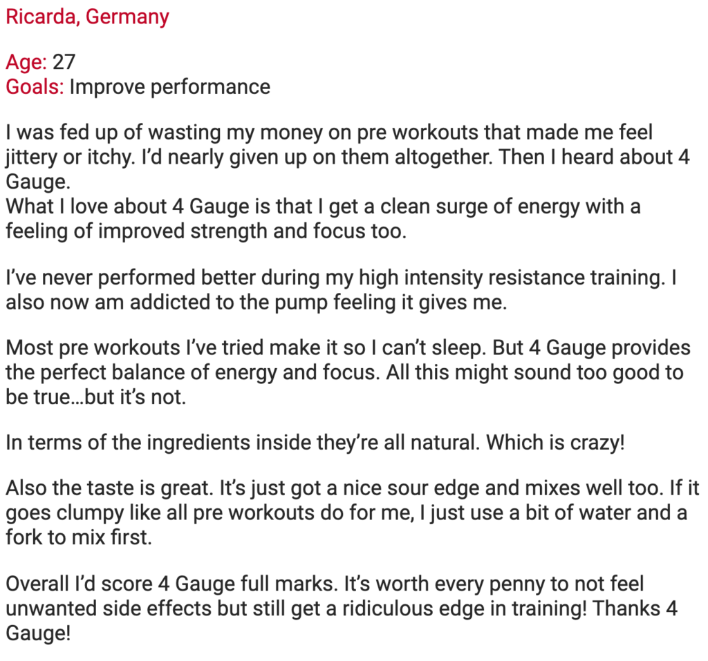 ricarda 4 gauge testimonial