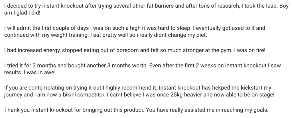 Instant Knockout Maz Testimonial